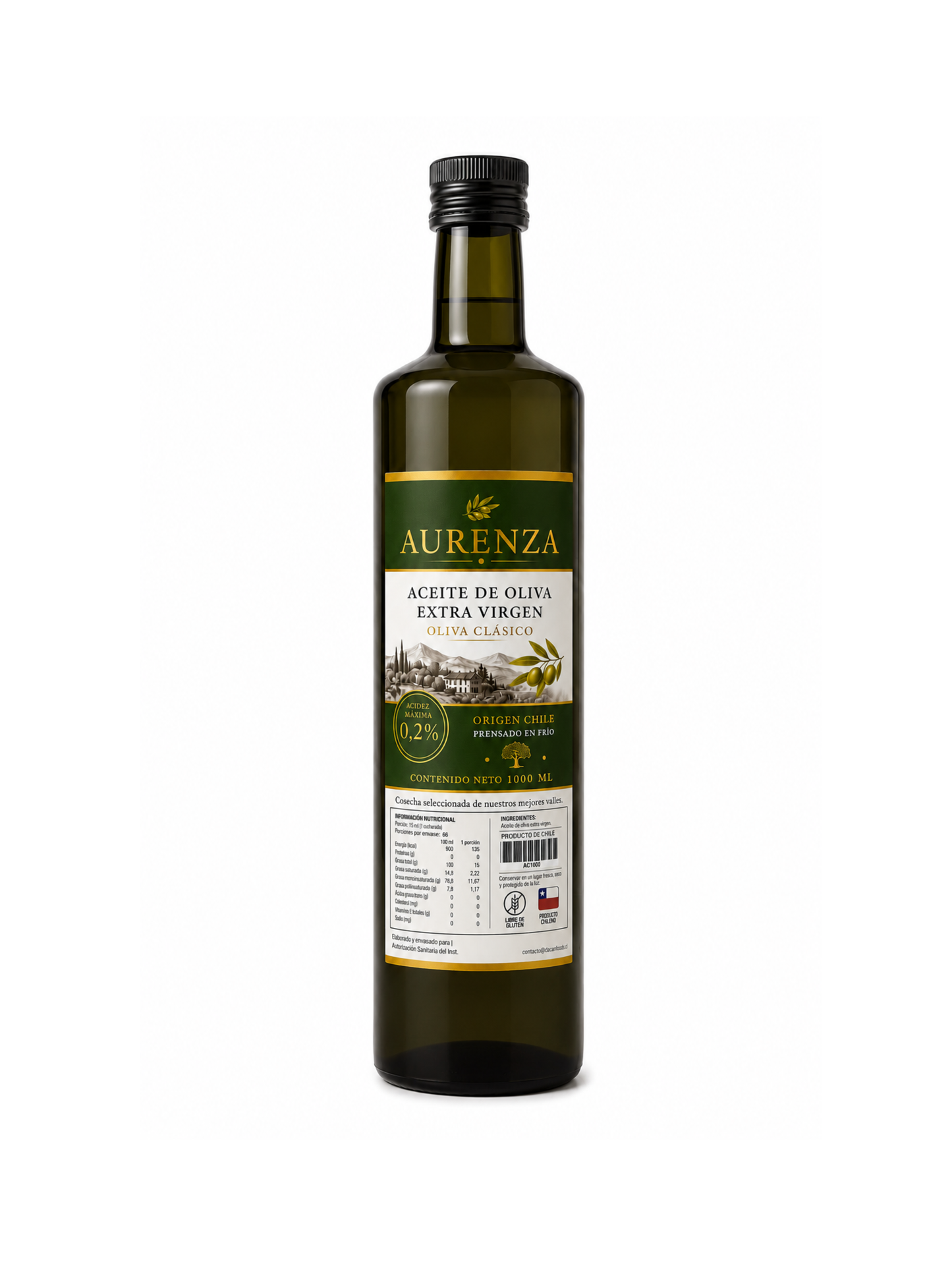 Aurenza – Aceite de Oliva Extra Virgen 1000 ml | 0,2% acidez