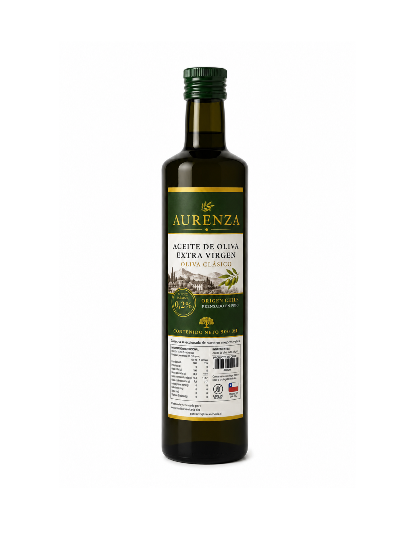 Aurenza – Aceite de Oliva Extra Virgen 500 ml | 0,2% acidez