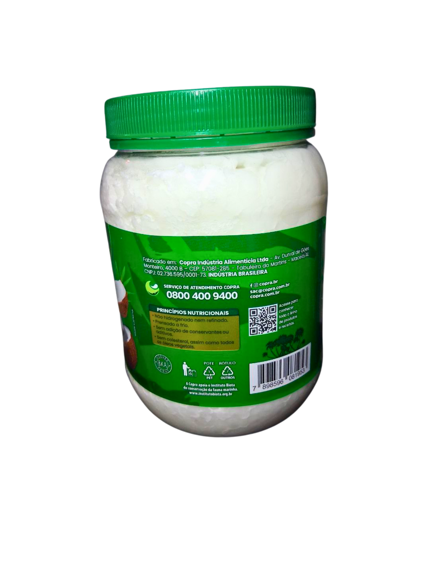 Aceite de Coco 1 Lt Marca Copra Extra Virgen 0,3% acidez